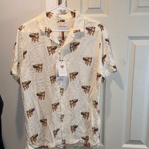 Love Cream Casual Button Down Shirt with Tiger Print